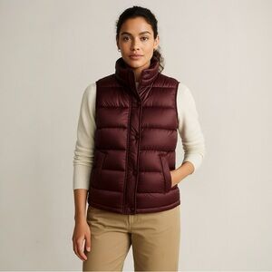 J. Crew Shiny Down Puffer Vest Cranberry – Size XS (Lightweight Layering)